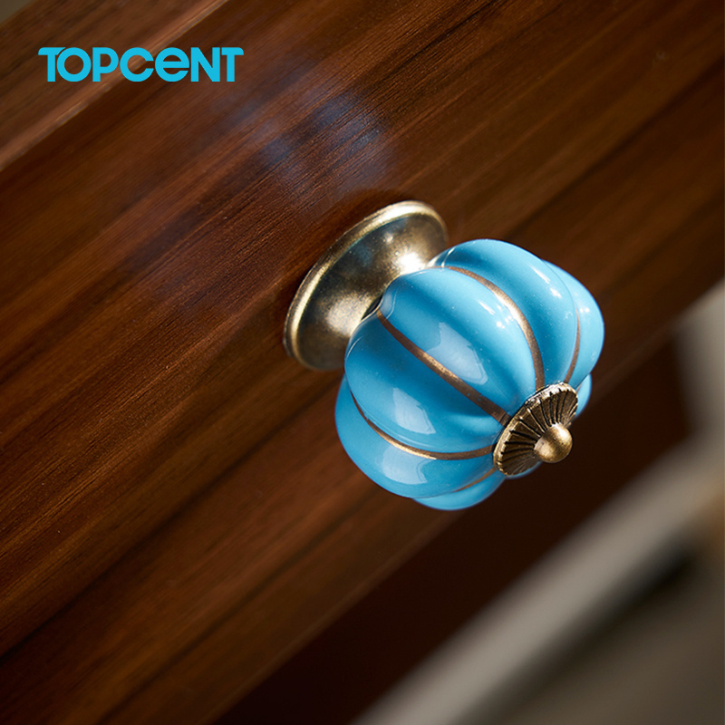 TOPCENT Ceramic Cabinet Knobs Granite Stone and Marble Classical Door Knobs Porcelain