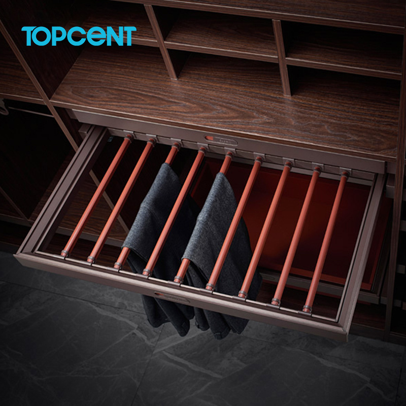 TOPCENT Wardrobes organizer hardware accessories pull out pants rack sliding wire baskets cabinet wardrobe bedroom