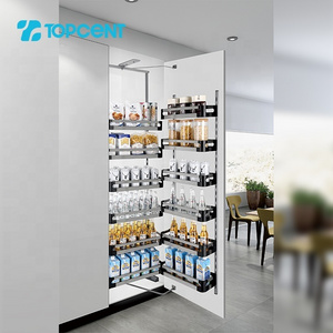 Topcent functional kitchen pantry organizer soft close tendem storage basket unit tall pull out pantry