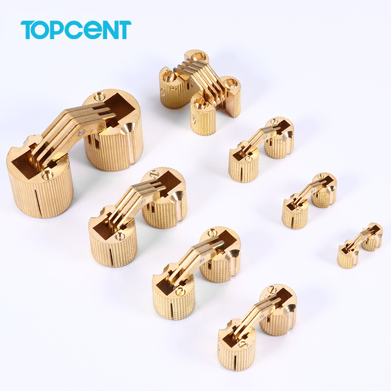 TOCPENT furniture hardware 180 degree small concealeddoor hinge solid brass hinge