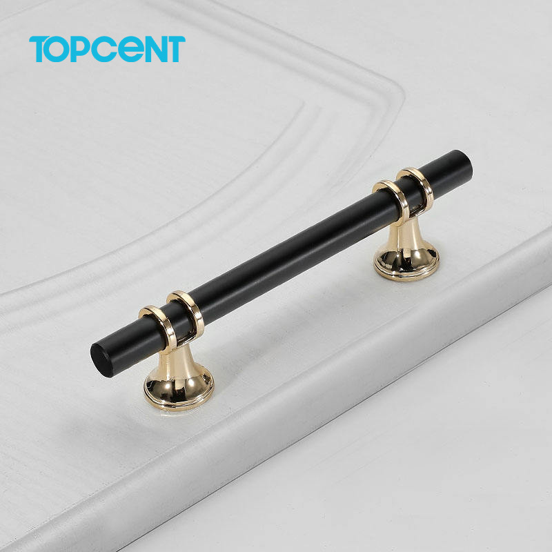 TOPCENT kitchen cabinets zinc alloy 96mm-160mm Single Hole Knob European gold cabinet handle