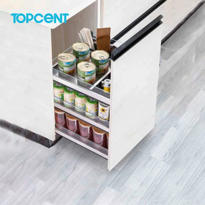 Topcent  Kitchen Storage Rack Pull Out Cabinet Hanging Wire Basket Slide Out Storage Holders 2 Tier Black Metal