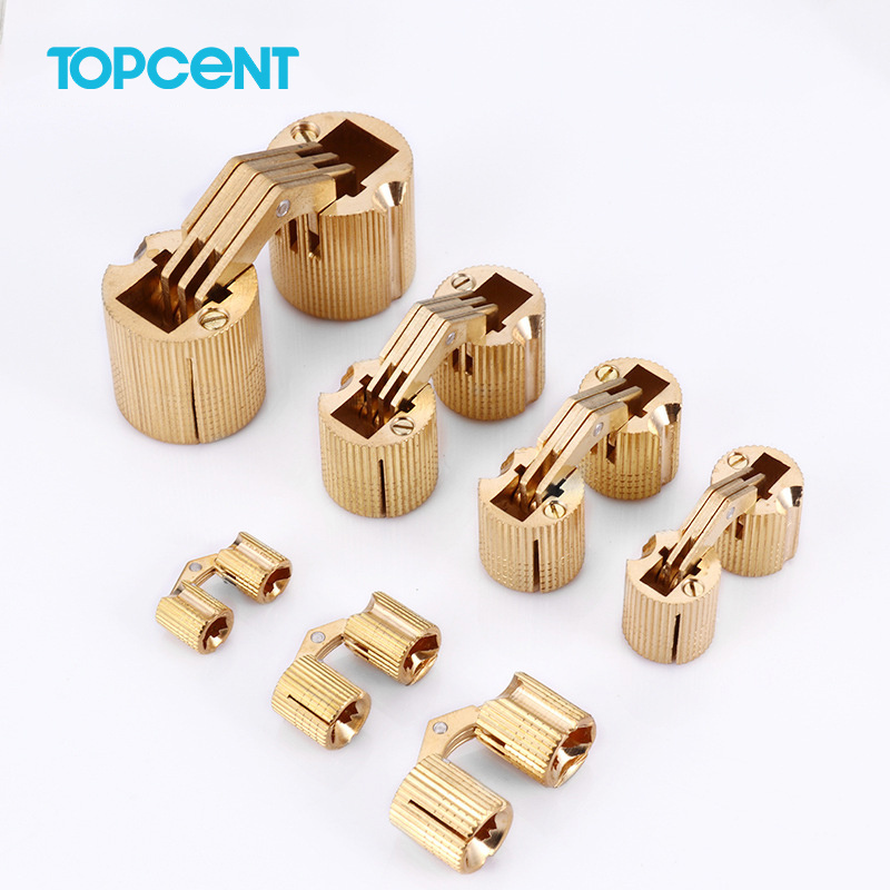 TOCPENT furniture hardware 180 degree small concealeddoor hinge solid brass hinge