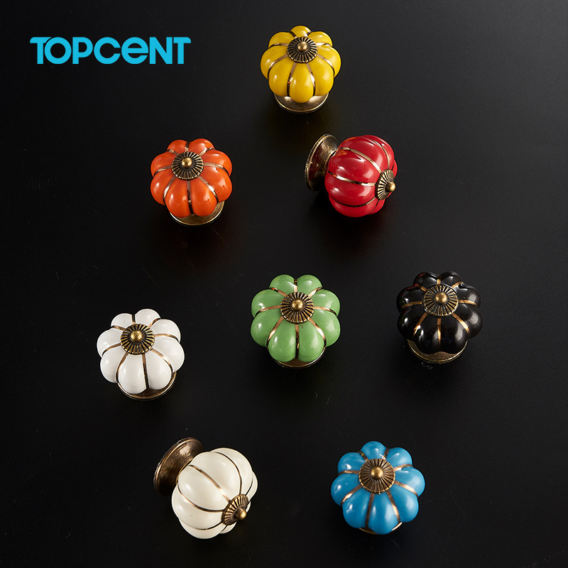 TOPCENT Ceramic Cabinet Knobs Granite Stone and Marble Classical Door Knobs Porcelain