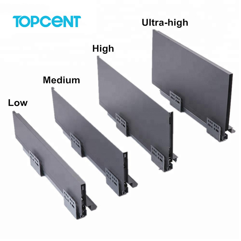 TOPCENT Soft Closing Metal Box Drawer Slide Elegant Slim Tendem Box Kitchen Drawer System for Furniture Cabinet Drawer