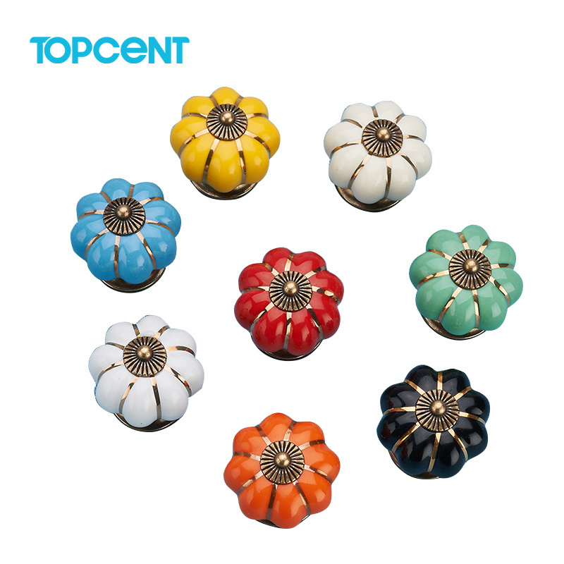 TOPCENT Ceramic Cabinet Knobs Granite Stone and Marble Classical Door Knobs Porcelain