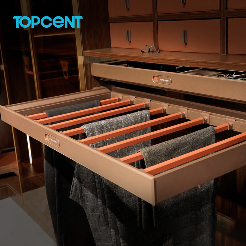 TOPCENT Wardrobes organizer hardware accessories pull out pants rack sliding wire baskets cabinet wardrobe bedroom