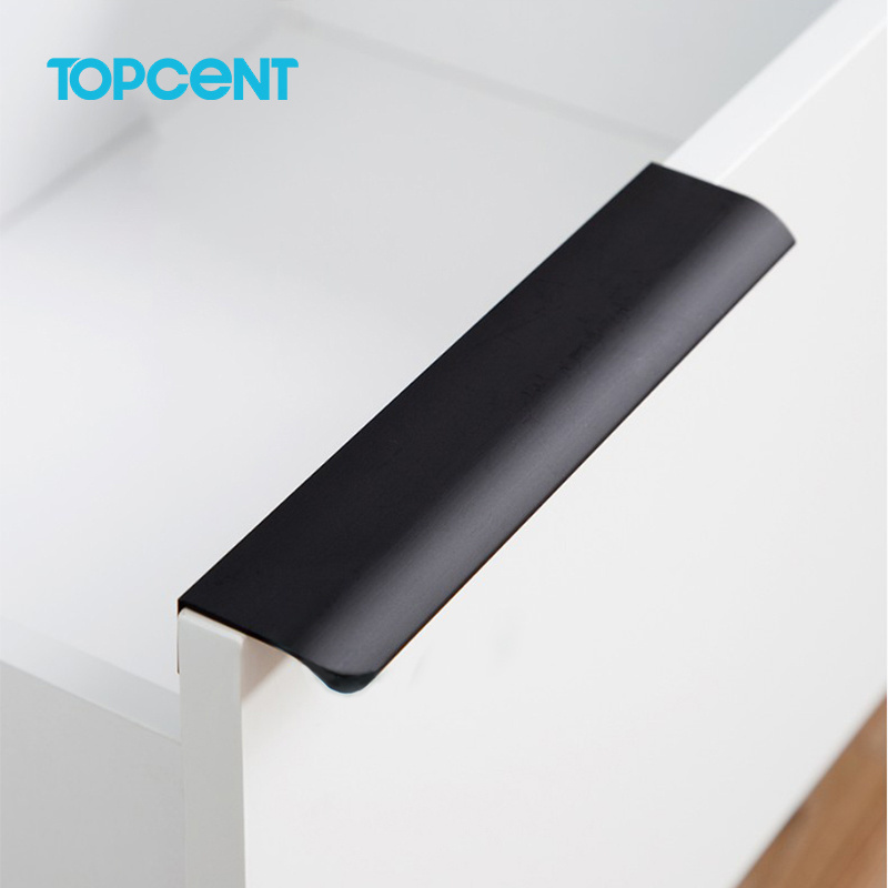 TOPCENT aluminum Hidden Drawer Hardware Kitchen cabinet door Pull Handles