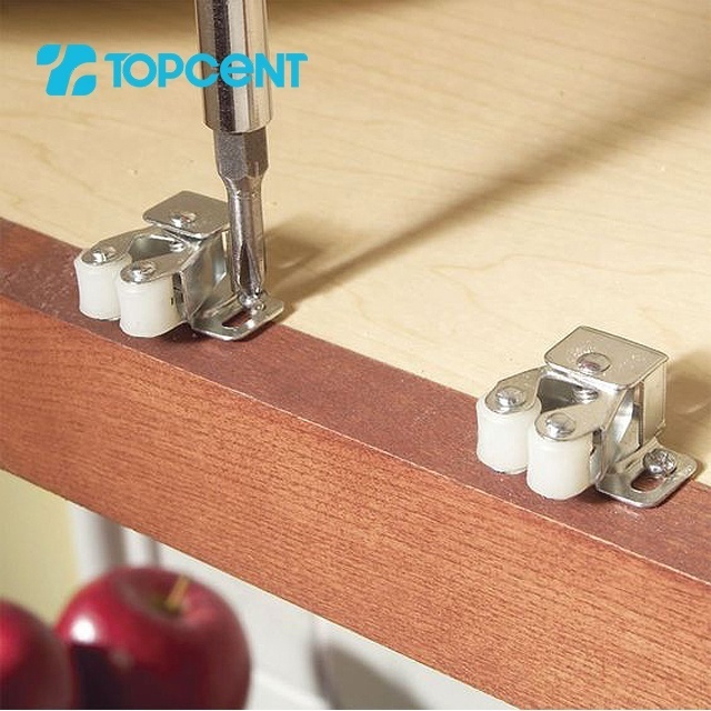 TOPCENT Furniture Hardware Double Roller Door Catch Cabinet Metal Door Latch Catch