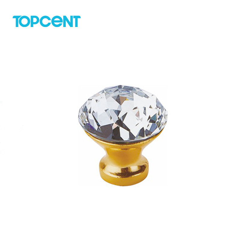 TOPCENT Zinc Alloy Hardware Diamond Clear Crystal Glass Pull Handle Knobs Furniture Door Drawer Cabinet Kitchen Bedroom Dresser