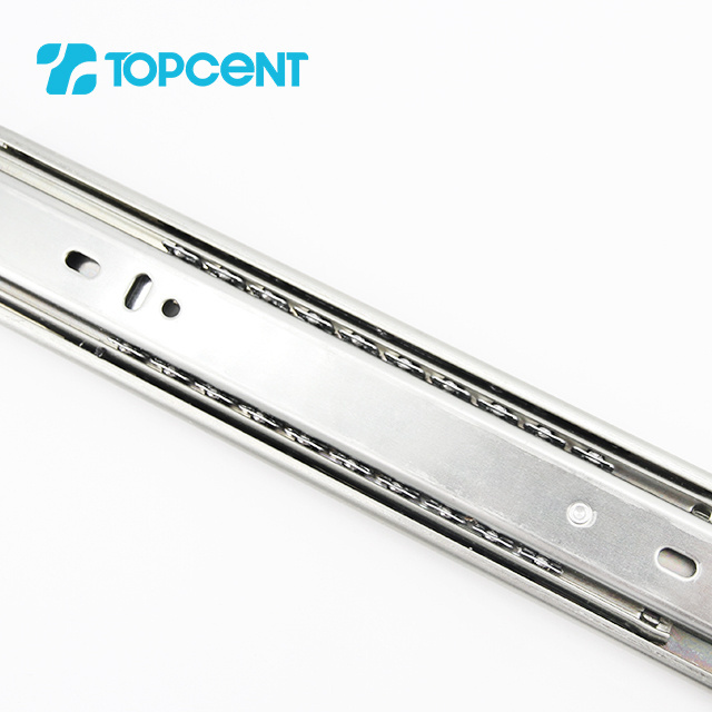 Topcent center mount telescopic ball bearing 45mm soft close drawer slide soft closing drawer slide