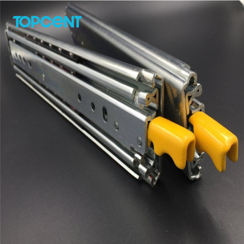 Topcent Hardware Fittings 76mm Wide Solid Steel Drawer Slides Industrial Long Heavy Duty Ball Bearing Slide with lock