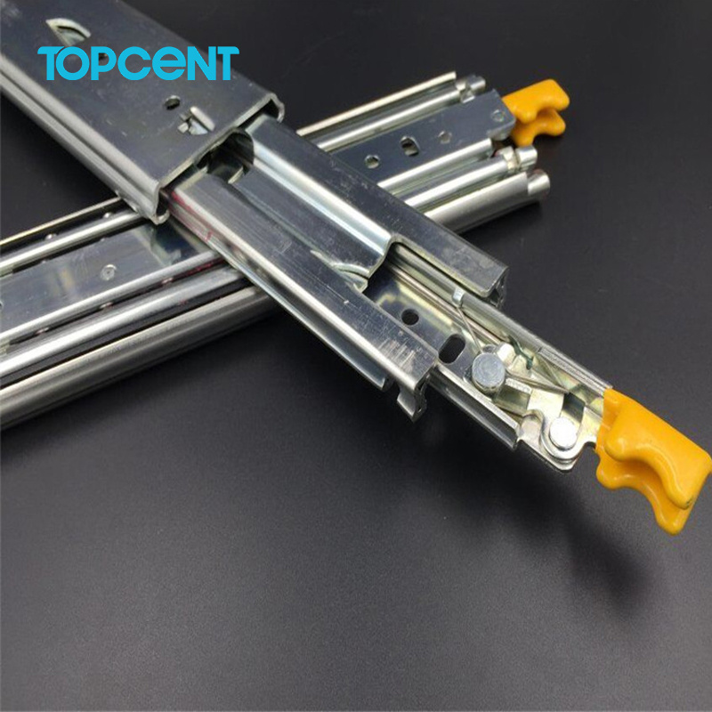 Topcent Hardware Fittings 76mm Wide Solid Steel Drawer Slides Industrial Long Heavy Duty Ball Bearing Slide with lock