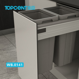 Topcent High Quality Pull Out Trash Can Under Cabinet Double Sliding Trash Bin Kitchen Plastic Pullout Trash Bins with drawer