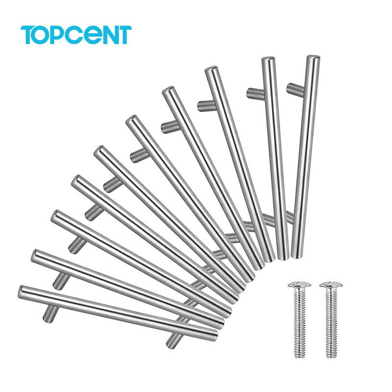 Topcent Furniture T bar Cabinet Door Handle Stainless Steel Pulls Knobs Kitchen Drawer Handles