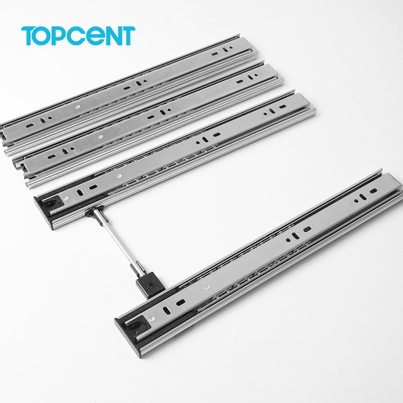 Topcent Ball Bearing Self Closing Telescopic Channel Full Extension Anti-tilt Heavy Duty Interlock Drawer Slides