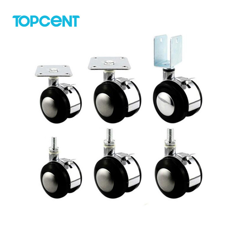 TOPCENT Hot Sale 2/3/4 Inch Light Duty Furniture casters Office Chair PU Caster Wheels OEM