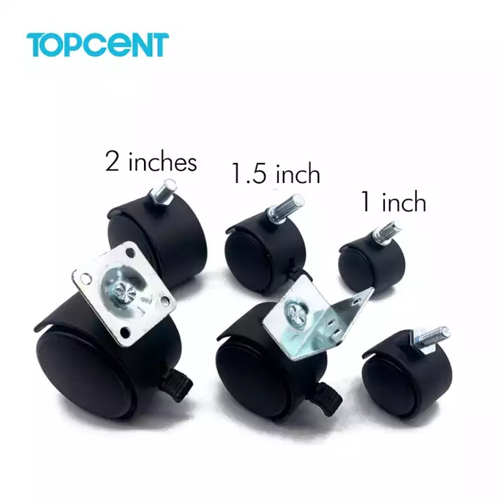 Topcent Furniture Hardware Office Chair Transparent Pu Caster Wheel 3 Inch Swivel Rubber Caster