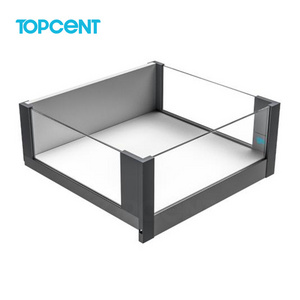 Topcent Grey Soft Closing Metal Box Drawer System Glass Channel Slide Kitchen Slim Drawer For Modular Kitchen