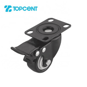 TOPCENT wholesale 1.5 inch PU furniture office lockable office chair caster with brake