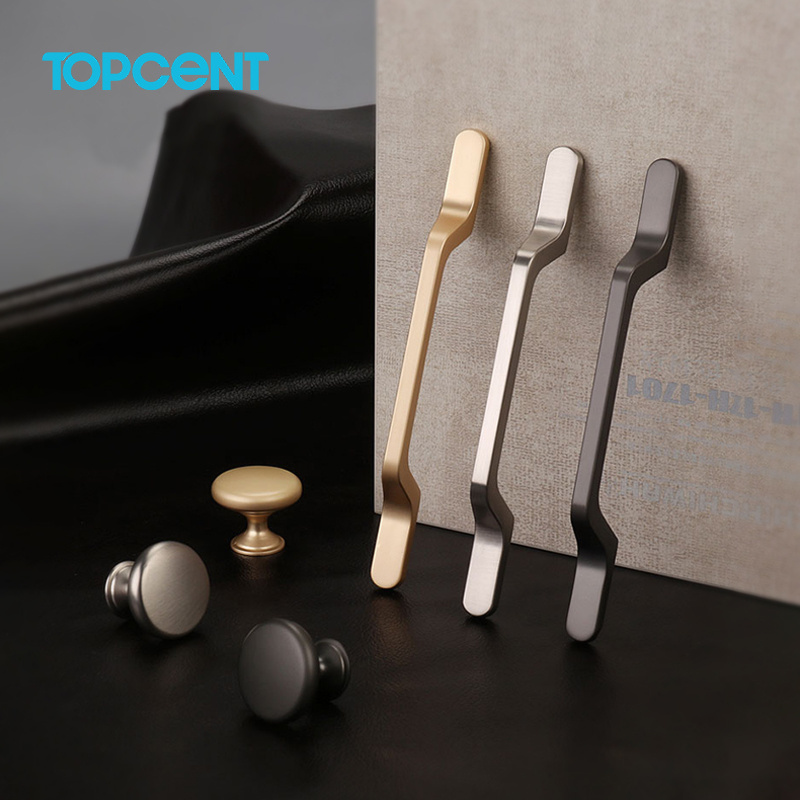 Topcent Zinc Alloy Black Gold Solid Drawer Knobs Kitchen Cupboard Door Metal Pulls Furniture Handle Cabinet Handles