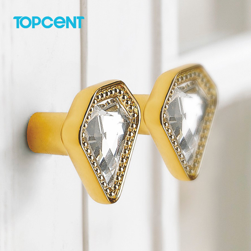 TOPCENT Professional Manufacture Furniture Handle Crystal Kitchen Cabinet Drawer Handle Crystal Knobs