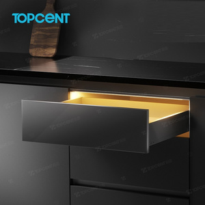 TOPCENT Ultra Thin Slim Metal Box Drawer Slide Modern 4D Adjustable Slim Drawer Box System for Kitchen Cabinet use