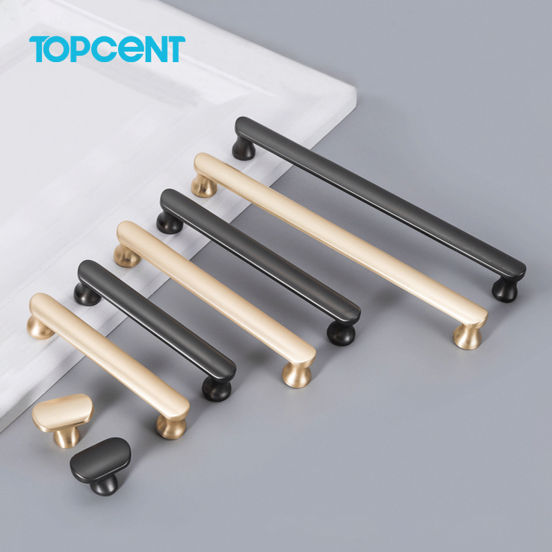 Topcent OEM Zinc Kitchen Furniture Cabinet Handle Door Knob Gold And Black Push Long Profile Closet Handles