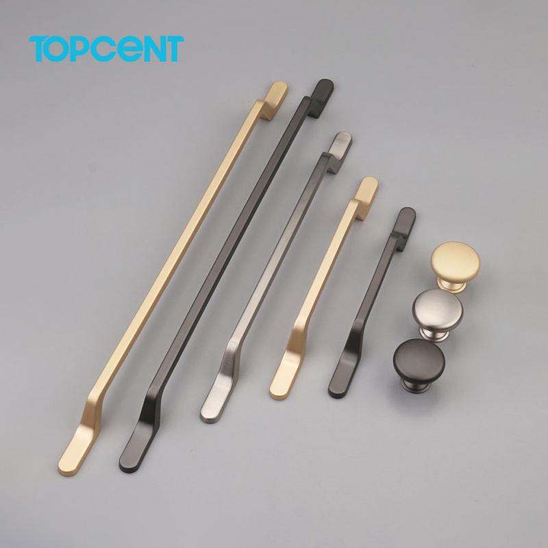 Topcent Zinc Alloy Black Gold Solid Drawer Knobs Kitchen Cupboard Door Metal Pulls Furniture Handle Cabinet Handles