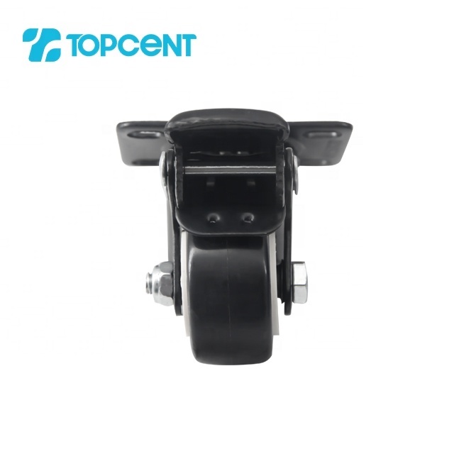 TOPCENT wholesale 1.5 inch PU furniture office lockable office chair caster with brake