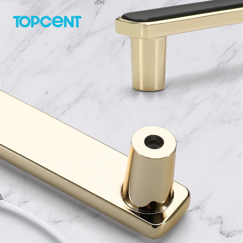 Topcent Gold Black Combination Single Hole Knob Cabinet Handle for Wardrobe Kitchen Drawer Dresser Bedroom Office Furniture