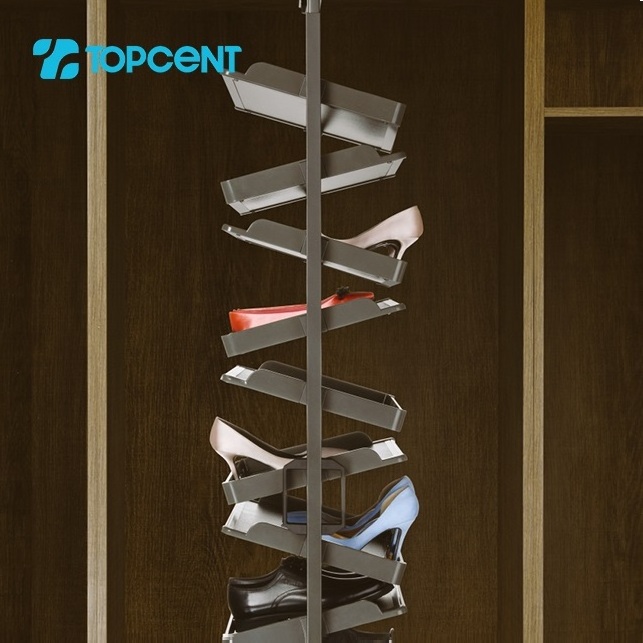 Topcent modern wardrobe accessories 360 degree revolving large storage capacity metal shoe rack