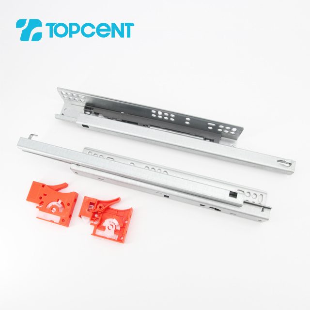 Topcent Cabinet Hydraulic Drawer Channel Soft Close Damper Telescopic Rails Push To Open Under mount Concealed Drawer Slide