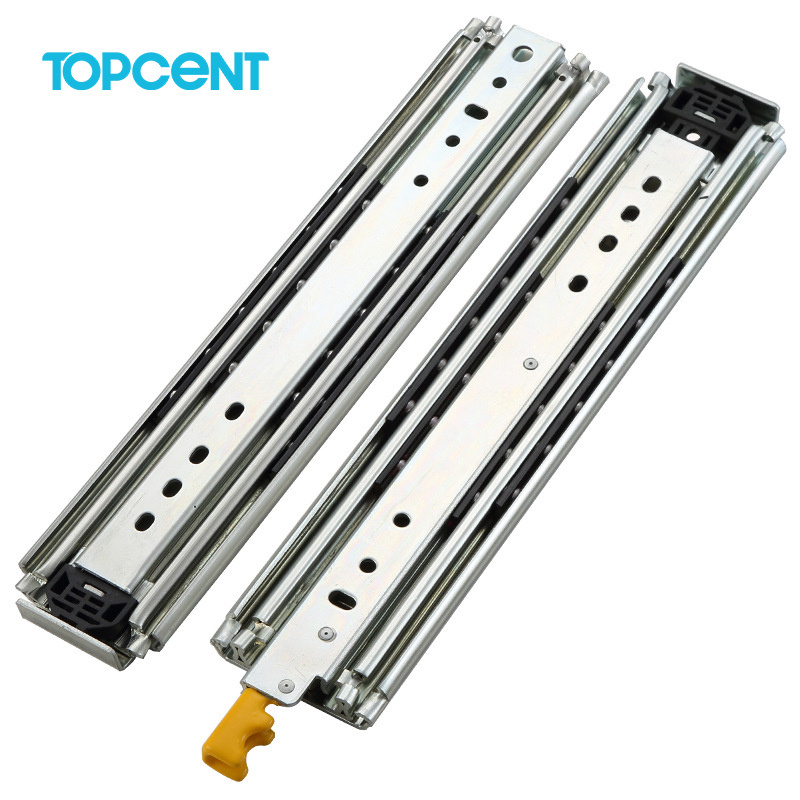 Topcent Side Mount Heavy Duty Self Closing Full Extension Ball Bearing Telescopic Channel Drawer Slide