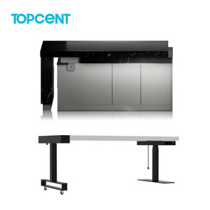 TOPCENT Extending Table Kitchen Island Peninsula Light Aluminum Alloy extension Folding Sliding Table Top Mechanism