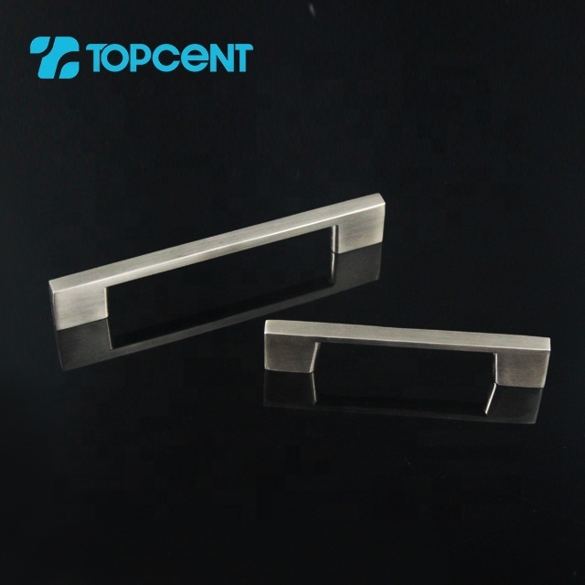 Topcent Solid Kitchen Cabinet Bar Pull Modern Thin Profile Drawer/Door Hardware Satin Nickel Aluminum Door Handle