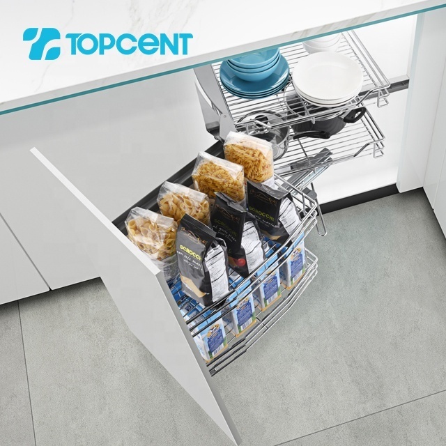 Topcent wholesale pull out kitchen drain cabinet corner wire drawer basket for kitchen