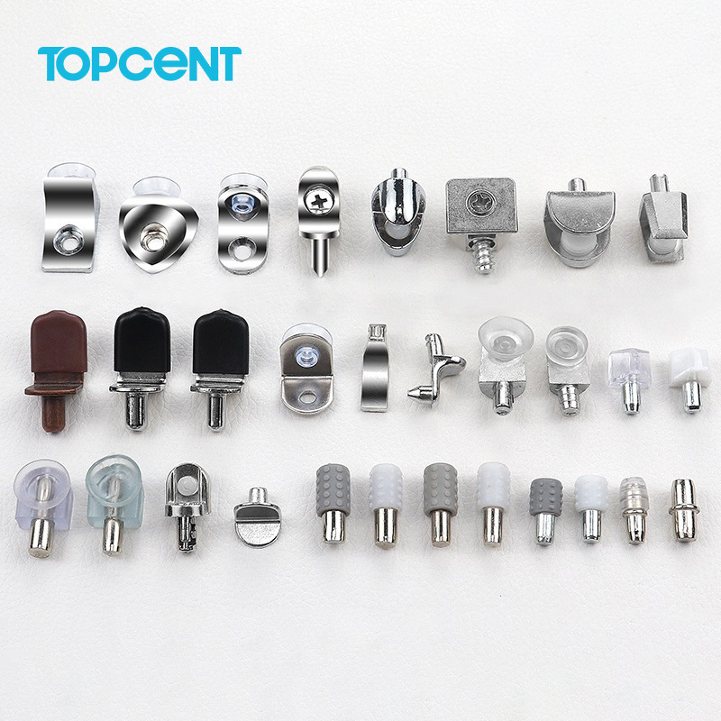 TOPCENT Furniture Hardware Zinc alloy Glass Shelf Support Cabinet Shelf Pegs Holder Support Bracket Pins