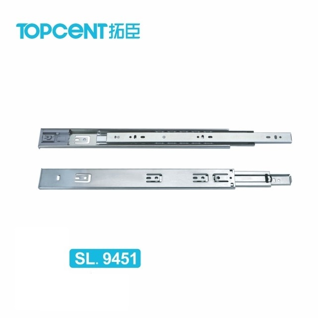 Topcent Push Open Touch Open Cabinet Drawer Slide Soft Close Ball Bearing Telescopic Channel Rails