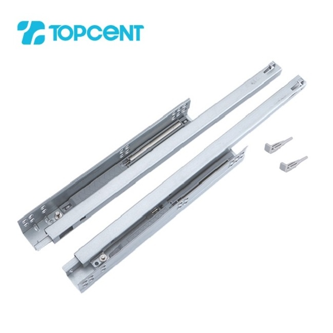 Topcent 3 Fold Damper Basket Drawers Channel Furniture Full Extension Telescopic Rails Soft Close Undermount Drawer Slide