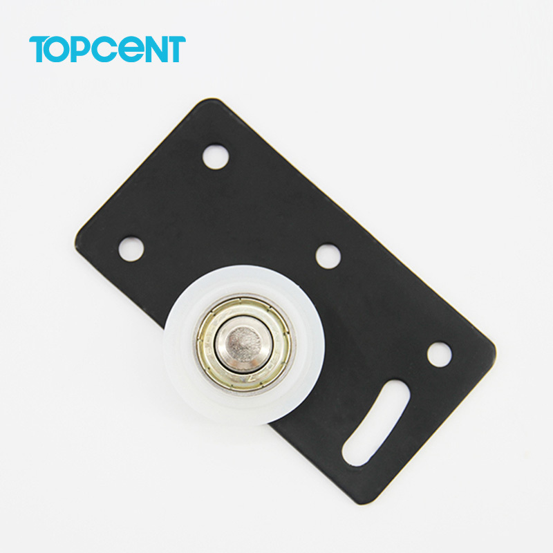 Topcent Modern Design Black Rectangular Metal Plate Sliding Door Roller Cabinet Hardware for Drawer Slides and Wardrobe