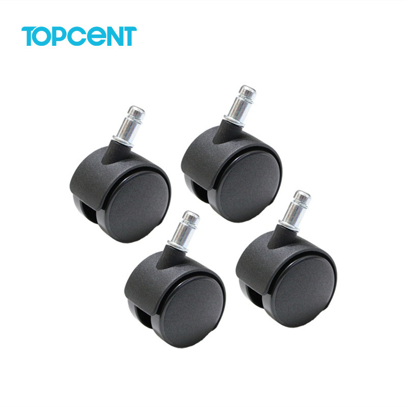 TOPCENT 2 Inch Nylon Plastic Replacement Caster Swivel Furniture Wheels Floor Protecting Office Chair Swivel Caster