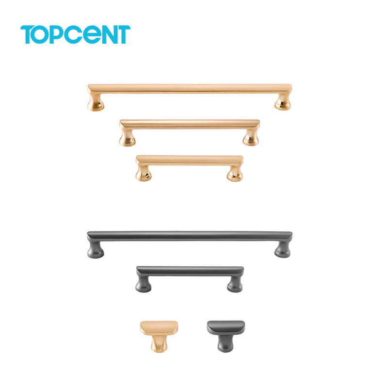 Topcent OEM Zinc Kitchen Furniture Cabinet Handle Door Knob Gold And Black Push Long Profile Closet Handles