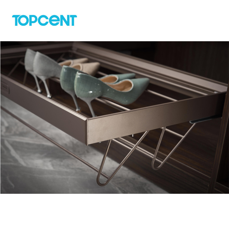 Topcent Wardrobe Accessories Pull Out Metal Sliding Shoe Rack