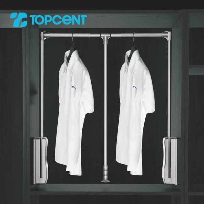 TOPCENT Hanging Clothes Wardrobe Lift Rail Organizer Storage System Pull Down Closet Rod