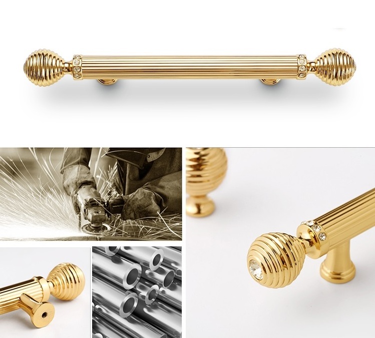 Topcent Crystal Handle Cabinet Knobs Gold Kitchen Cabinet Handles Door Drawer Knobs Wardrobe Pulls