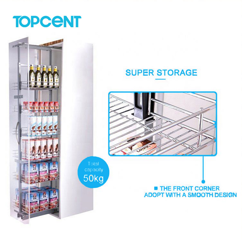 Topcent Aluminum Alloy Pull out Tall Pantry in Kitchen furniture cabinet