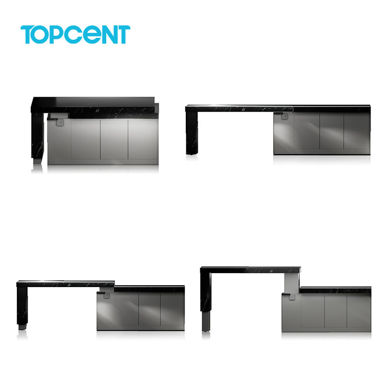 TOPCENT Extending Table Kitchen Island Peninsula Light Aluminum Alloy extension Folding Sliding Table Top Mechanism