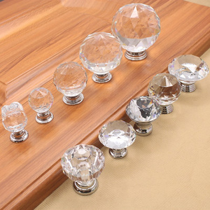 Topcent NAIERDI 20mm/30mm/40mm Round Diamond Crystal Glass Knobs Cupboard Pulls