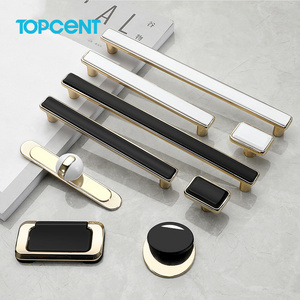 Topcent Gold Black Combination Single Hole Knob Cabinet Handle for Wardrobe Kitchen Drawer Dresser Bedroom Office Furniture